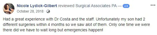 Nicole Lydick Surgical Associates Testimonial